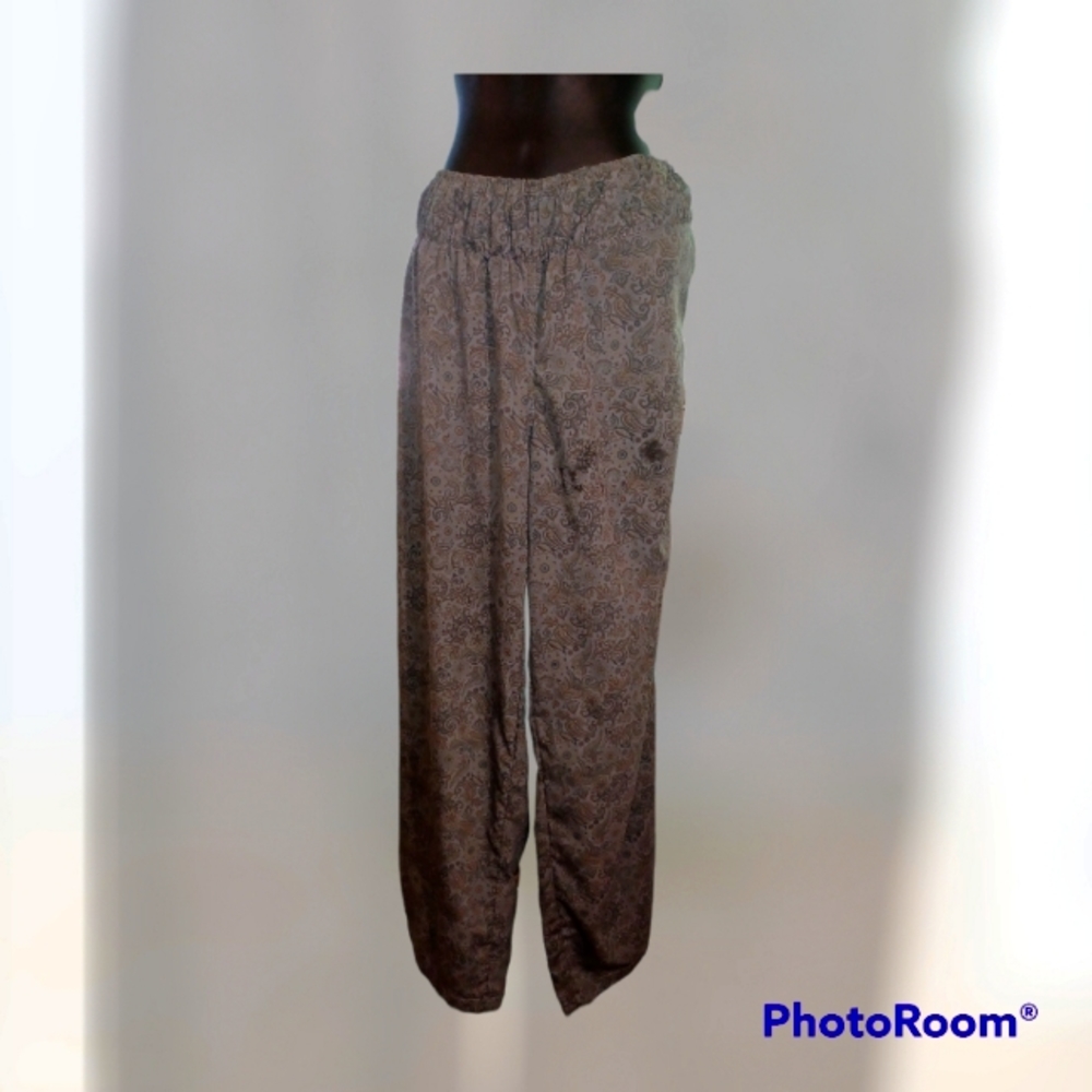 Blue colorful flare wrap around festival pants that skirt open around sides